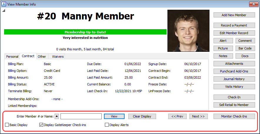 MemberInfo - Navigation Area