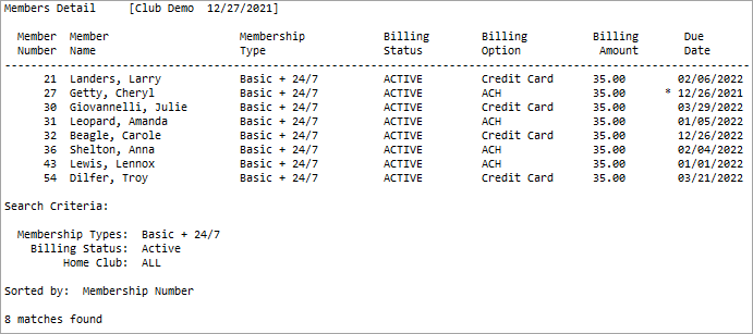 Member Report